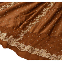 Load image into Gallery viewer, Brown Long Skirt Pure Satin Silk Hand Embroidered Unstitched
