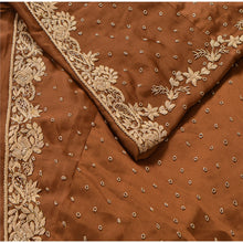 Load image into Gallery viewer, Brown Long Skirt Pure Satin Silk Hand Embroidered Unstitched
