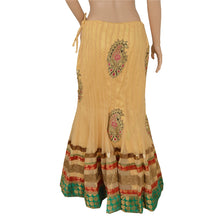 Load image into Gallery viewer, Cream Long Skirt Net Mesh Fabric Hand Beaded Ethnic Stitched
