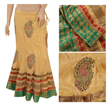 Load image into Gallery viewer, Cream Long Skirt Net Mesh Fabric Hand Beaded Ethnic Stitched
