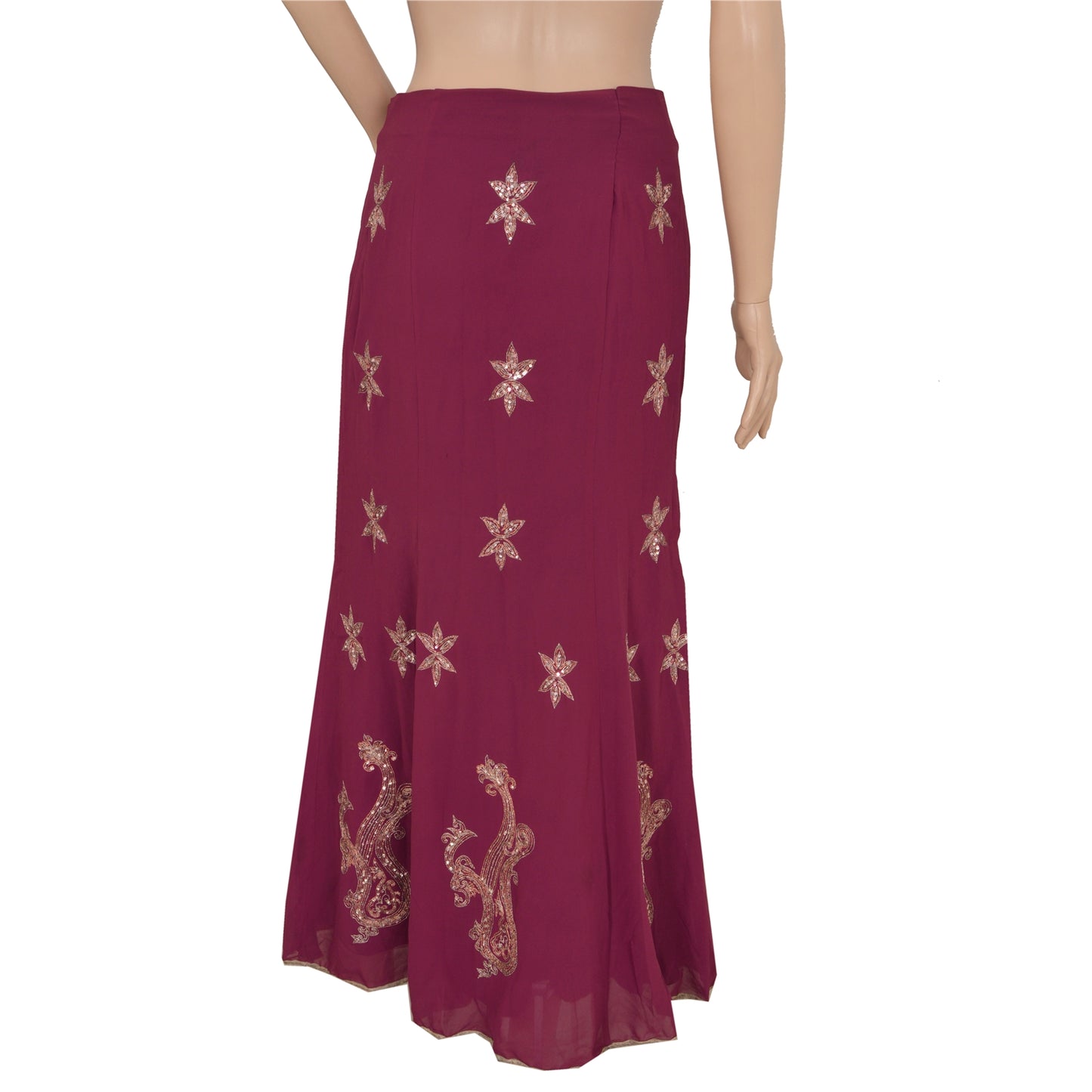 Sanskriti Vintage Purple Long Skirt Georgette Hand Beaded Stitched Lehenga Zari