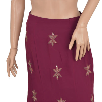 Sanskriti Vintage Purple Long Skirt Georgette Hand Beaded Stitched Lehenga Zari