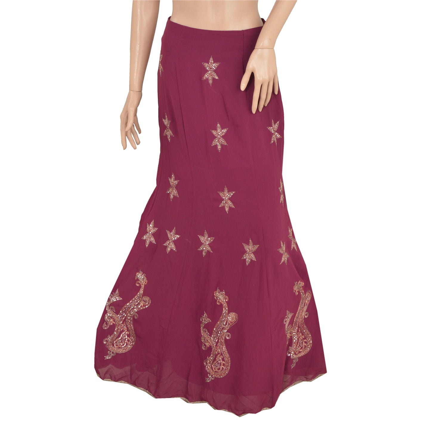 Sanskriti Vintage Purple Long Skirt Georgette Hand Beaded Stitched Lehenga Zari