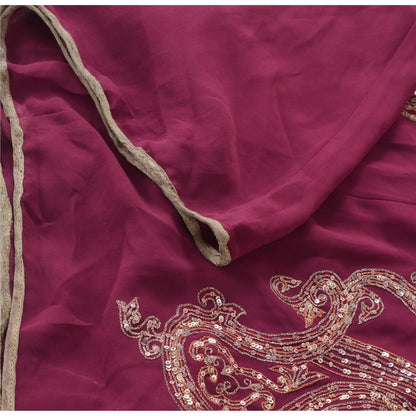 Sanskriti Vintage Purple Long Skirt Georgette Hand Beaded Stitched Lehenga Zari