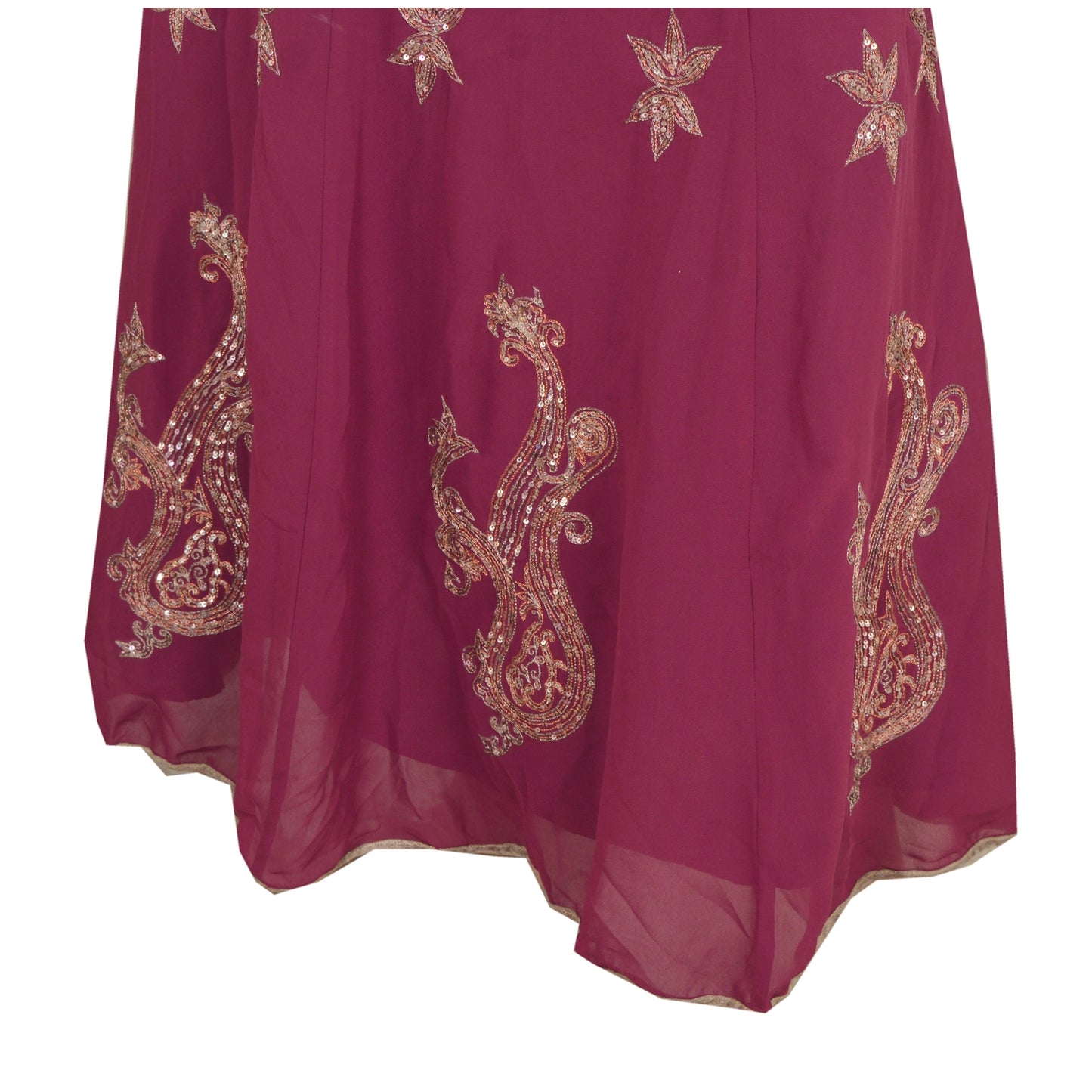 Sanskriti Vintage Purple Long Skirt Georgette Hand Beaded Stitched Lehenga Zari