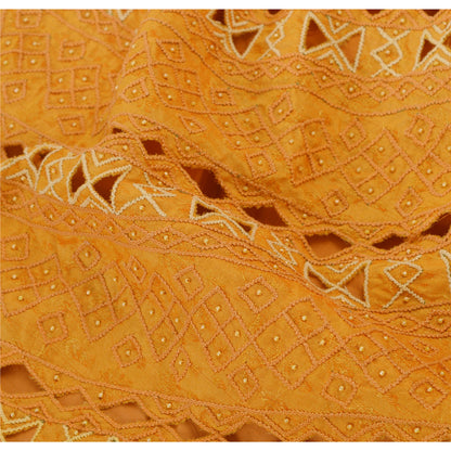 Sanskriti Vintage Mustard Long Skirt Pure Silk Sustainable Fabric Hand Bead Stitched Lehenga