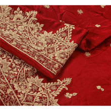 Load image into Gallery viewer, Sanskriti Vintage Red Long Skirt Pure Satin Silk Hand Embroidered Unstitched Lehenga
