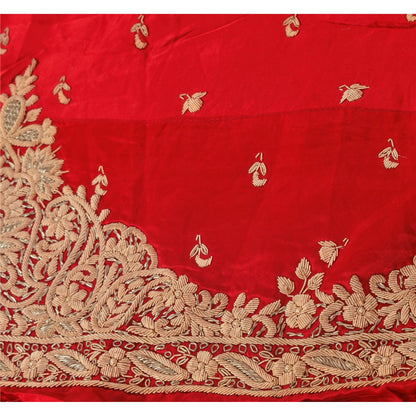 Sanskriti Vintage Long Skirt Pure Satin Silk Hand Embroidered Unstitched Lehenga