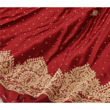 Load image into Gallery viewer, Sanskriti Vintage Dark Red Long Skirt Pure Satin Silk Hand Embroidered Unstitched Lehenga
