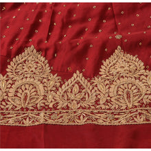 Load image into Gallery viewer, Sanskriti Vintage Dark Red Long Skirt Pure Satin Silk Hand Embroidered Unstitched Lehenga
