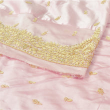 Load image into Gallery viewer, Sanskriti Vinatage Sanskriti Vintage Pink Long Skirt 100% Pure Silk Hand Beaded Unstitched Lehenga
