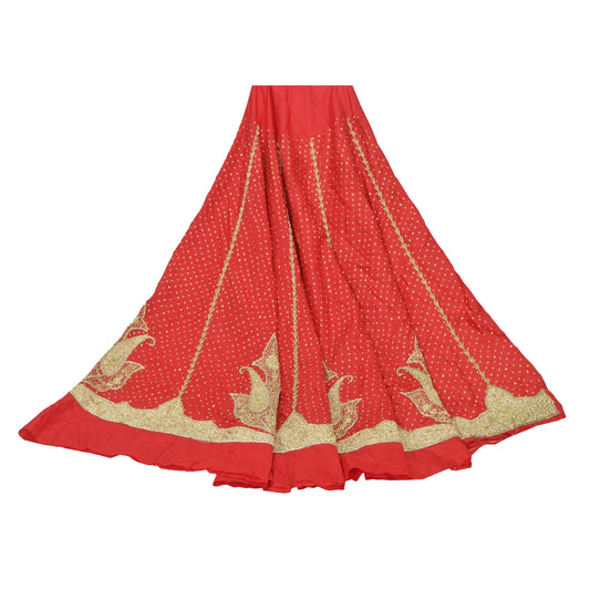 Sanskriti Vintage Long Skirt Pure Silk Handmade Unstitched Traditional Lehenga