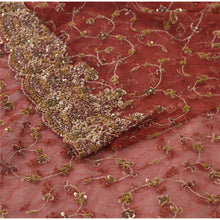 Load image into Gallery viewer, Sanskriti Vintage Red Long Skirt Net Mesh Hand Beaded Unstitched Zardozi Lehenga
