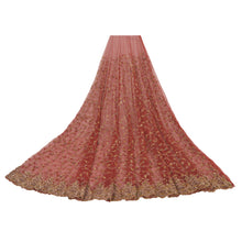 Load image into Gallery viewer, Sanskriti Vintage Red Long Skirt Net Mesh Hand Beaded Unstitched Zardozi Lehenga
