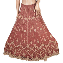 Load image into Gallery viewer, Sanskriti Vintage Long Wedding Skirt Net Mesh Handmade Dark Red Stitched Lehenga
