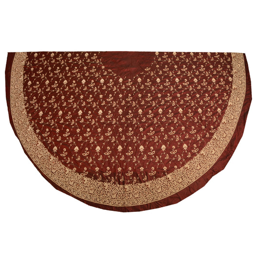 Sanskriti Vintage Long Skirt Pure Satin Silk Handmade Zardozi Unstitched Lehenga