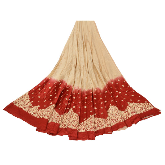 Sanskriti Vintage Long Skirt Pure Satin Silk Handmade Zardozi Unstitched Lehenga