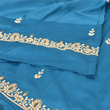 Load image into Gallery viewer, Sanskriti Vintage Long Skirt Pure Silk Handmade Blue Unstitched Zardozi Lehenga
