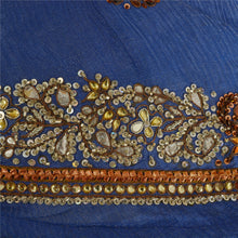 Load image into Gallery viewer, Sanskriti Vinatage Sanskriti Vintage Long Party Skirt Pure Silk Blue Hand Beaded Stitched Lehenga
