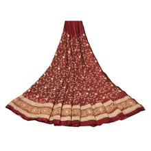 Load image into Gallery viewer, Sanskriti Vinatage Sanskriti Vintage Long Skirt 100% Pure Silk Dark Red Handmade Unstitched Lehenga
