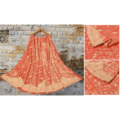 Sanskriti Vintage Lang Nederdel Ren Silke Håndvævet Usyet Lehenga