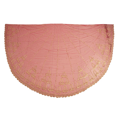 Sanskriti Vintage Lang Nederdel Net Mesh Rød Håndperlet Usyet Zardozi Lehenga