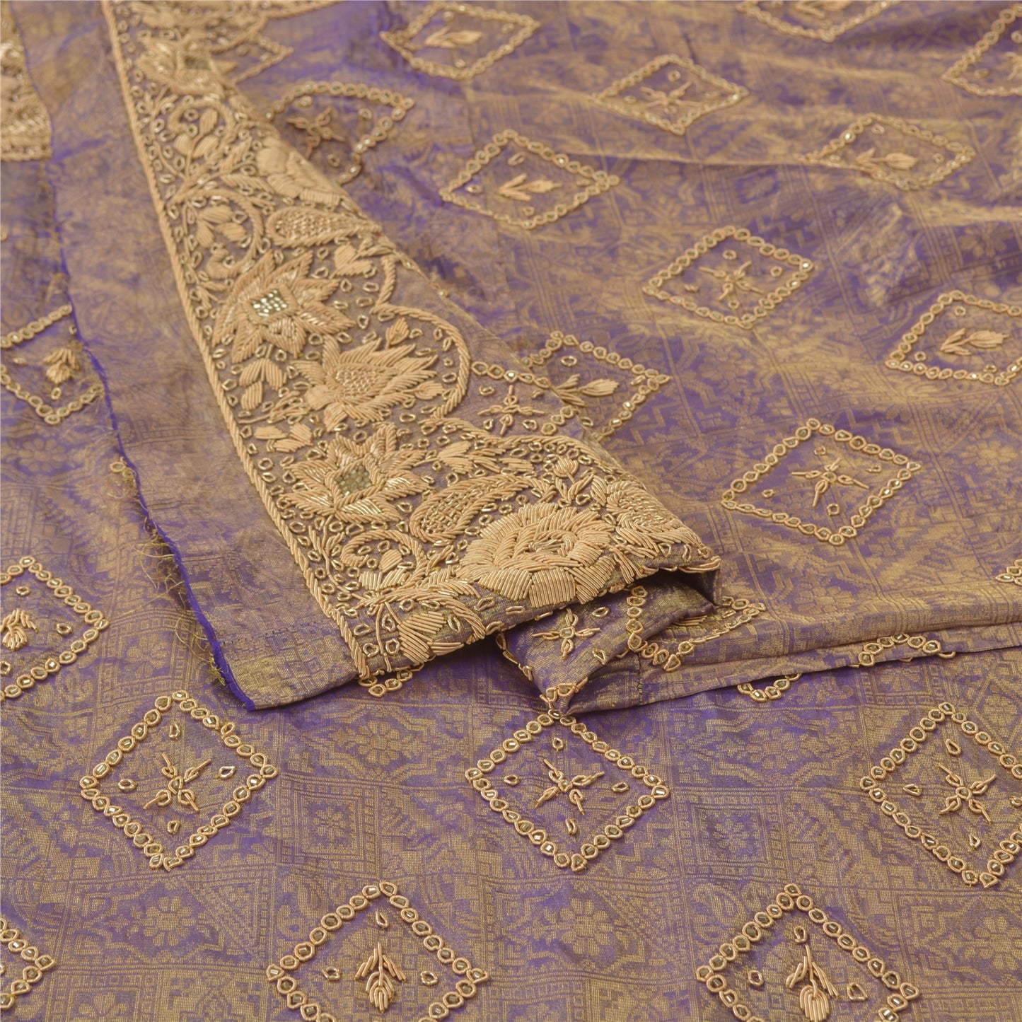 Sanskriti Vintage Lang Nederdel Ren Silke Håndvævet Usyet Lehenga