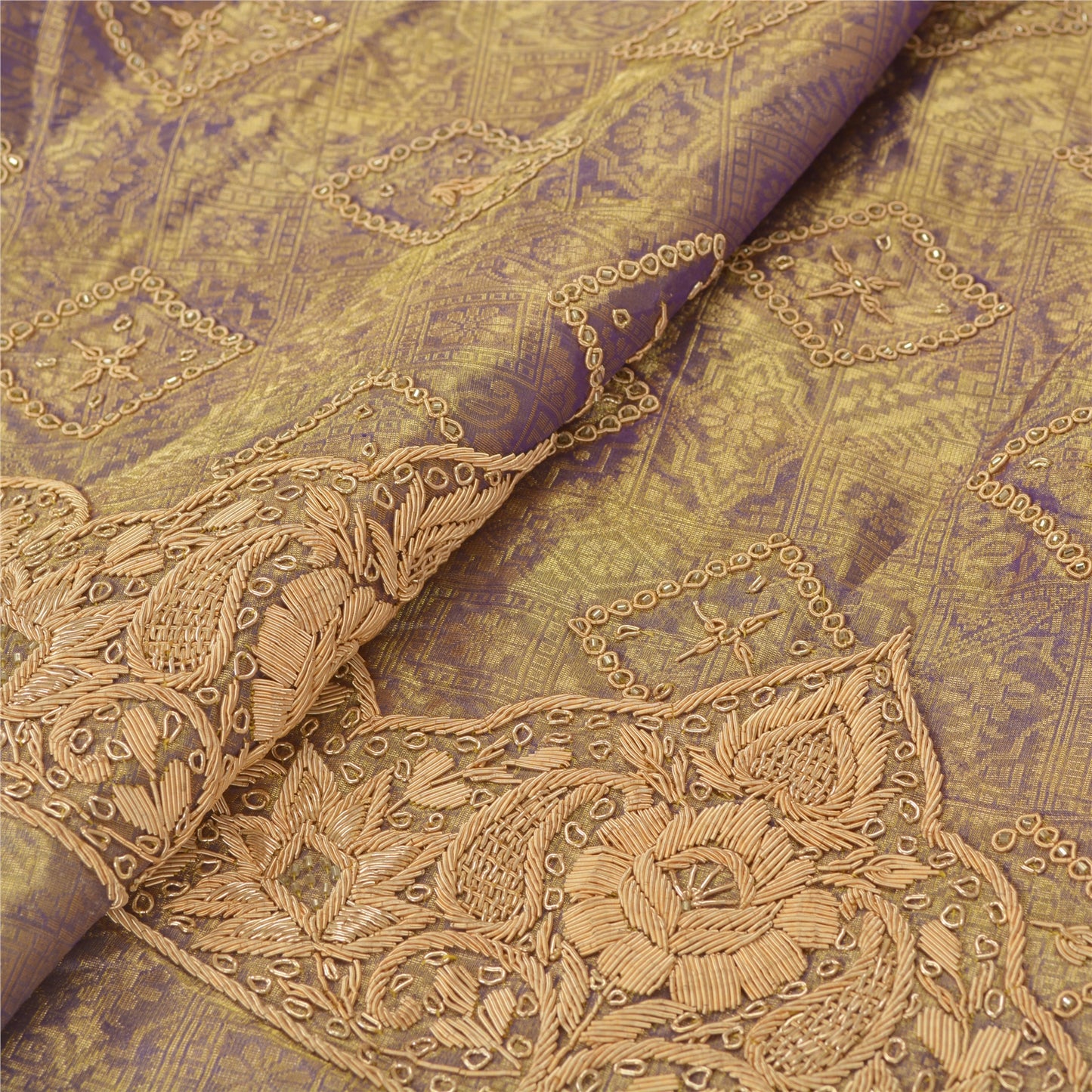 Sanskriti Vintage Lang Nederdel Ren Silke Håndvævet Usyet Lehenga