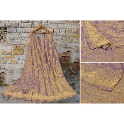 Sanskriti Vintage Lang Nederdel Ren Silke Håndvævet Usyet Lehenga