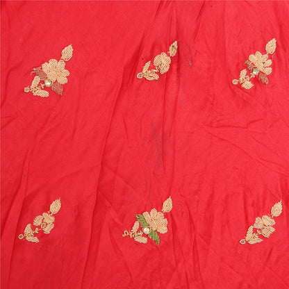 Sanskriti Vintage Rød Lang Nederdel Ren Satin Silke Håndperlesøm Lehenga