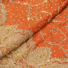 Load image into Gallery viewer, Sanskriti Vintage Rusty Orange Long Skirt Pure Silk Handmade Unstitched Lehenga
