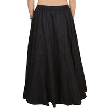 Load image into Gallery viewer, Sanskriti New Solid Color Indian Long Full Maxi Flared Skirt Black
