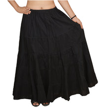 Load image into Gallery viewer, Sanskriti New Solid Color Indian Long Full Maxi Flared Skirt Black
