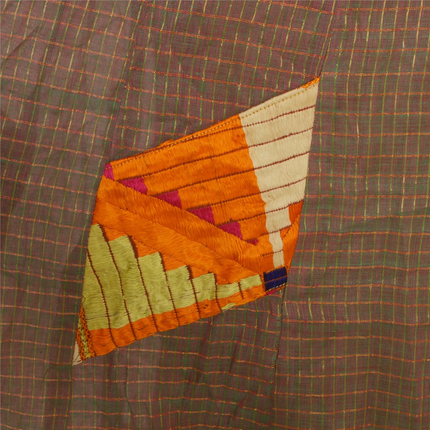 Sanskriti vintage nederdel mosgrøn 100 % ren bomuld Phulkari Lehanga