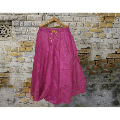 Sanskriti Vintage Skirt Purple 100% Pure Silk Hand-embroidered Stitched Lehanga
