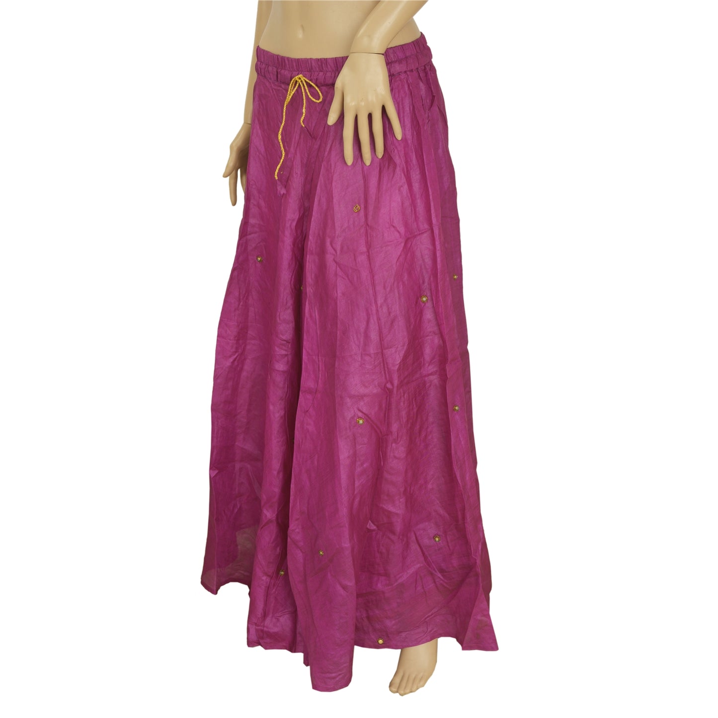 Sanskriti Vintage Skirt Purple 100% Pure Silk Hand-embroidered Stitched Lehanga