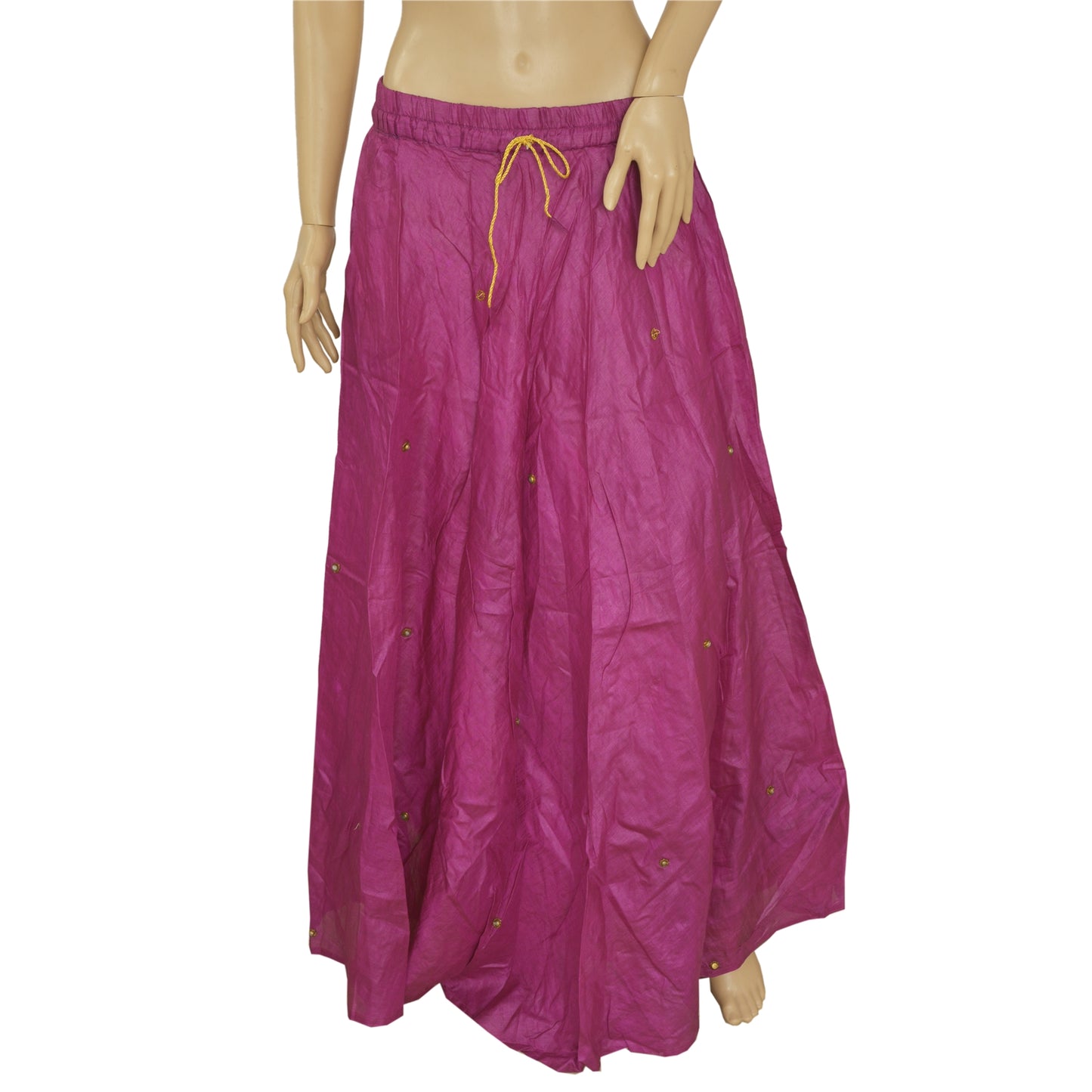Sanskriti Vintage Skirt Purple 100% Pure Silk Hand-embroidered Stitched Lehanga