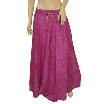 Sanskriti Vintage Skirt Purple 100% Pure Silk Hand-embroidered Stitched Lehanga