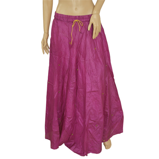 Sanskriti Vintage Skirt Purple 100% Pure Silk Hand-embroidered Stitched Lehanga