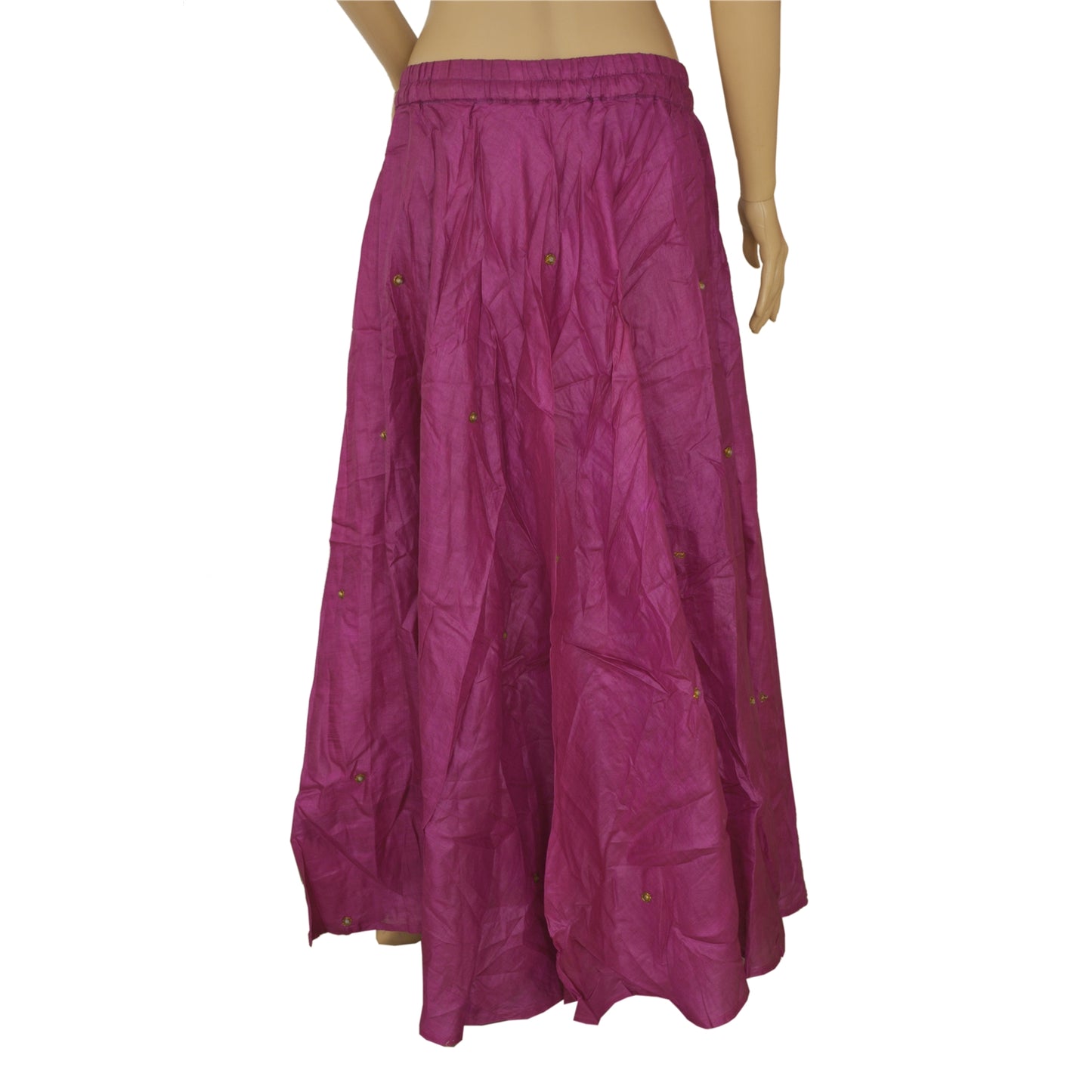 Sanskriti Vintage Skirt Purple 100% Pure Silk Hand-embroidered Stitched Lehanga