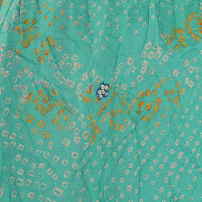 Sanskriti Vintage nederdel Pure Satin Silke Håndlavet Bandhani Stitched Green Lehanga