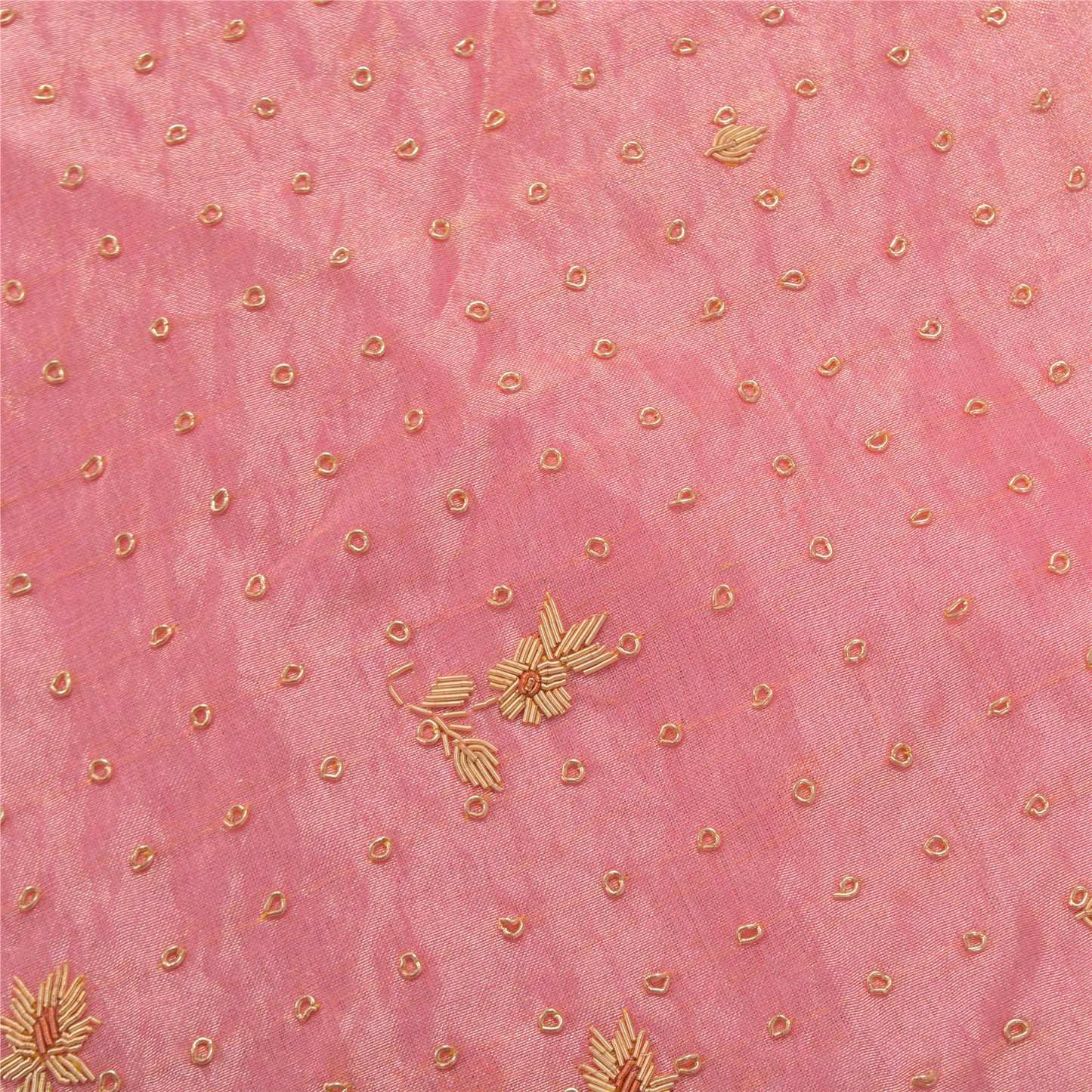 Sanskriti Vintage Lang Nederdel i Lyserødt Håndlavet Usyet Zardozi Lehenga