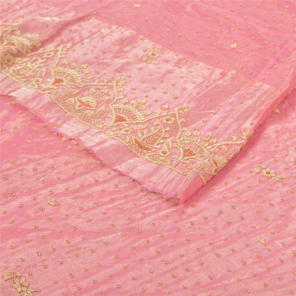 Sanskriti Vintage Lang Nederdel i Lyserødt Håndlavet Usyet Zardozi Lehenga