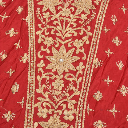 Sanskriti Vintage Lang Nederdel Ren Satin Silke Håndbroderet Usyet Lehenga