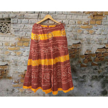 Load image into Gallery viewer, Sanskriti Vintage Long Party Skirt Pure Cotton Brown Handmade Stitched Lehenga
