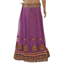 Load image into Gallery viewer, Sanskriti Vintage Long Party Skirt Net Mesh Purple Handmade Stitched Lehenga
