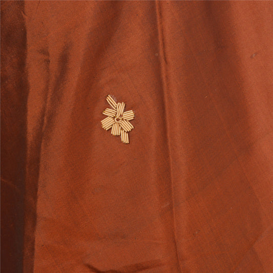 Sanskriti Vintage Long Skirt Pure Satin Silk Brown Handmade Stitched Lehenga