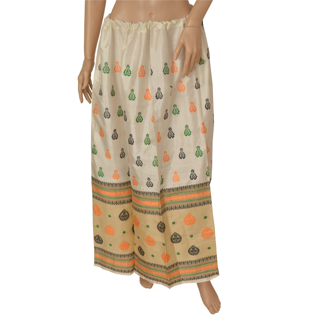 Sanskriti Vintage Long Skirt Pure Silk Handwoven Gamosa (Assam) Stitched Lehenga