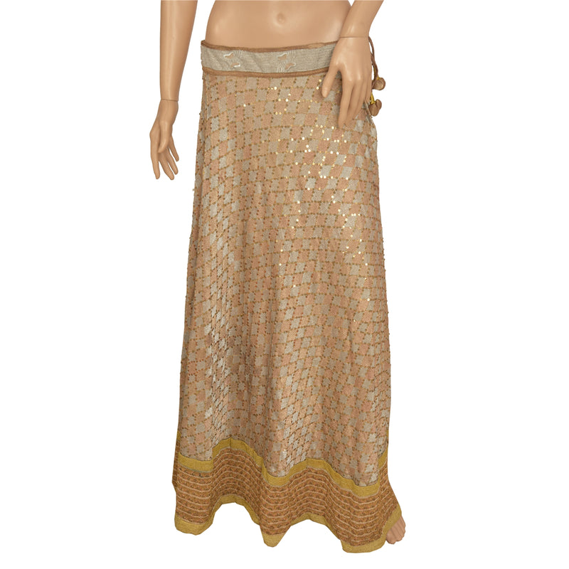 Sanskriti Vintage Long Skirt Pure Silk Hand Beaded Stitched Sequins Lehenga