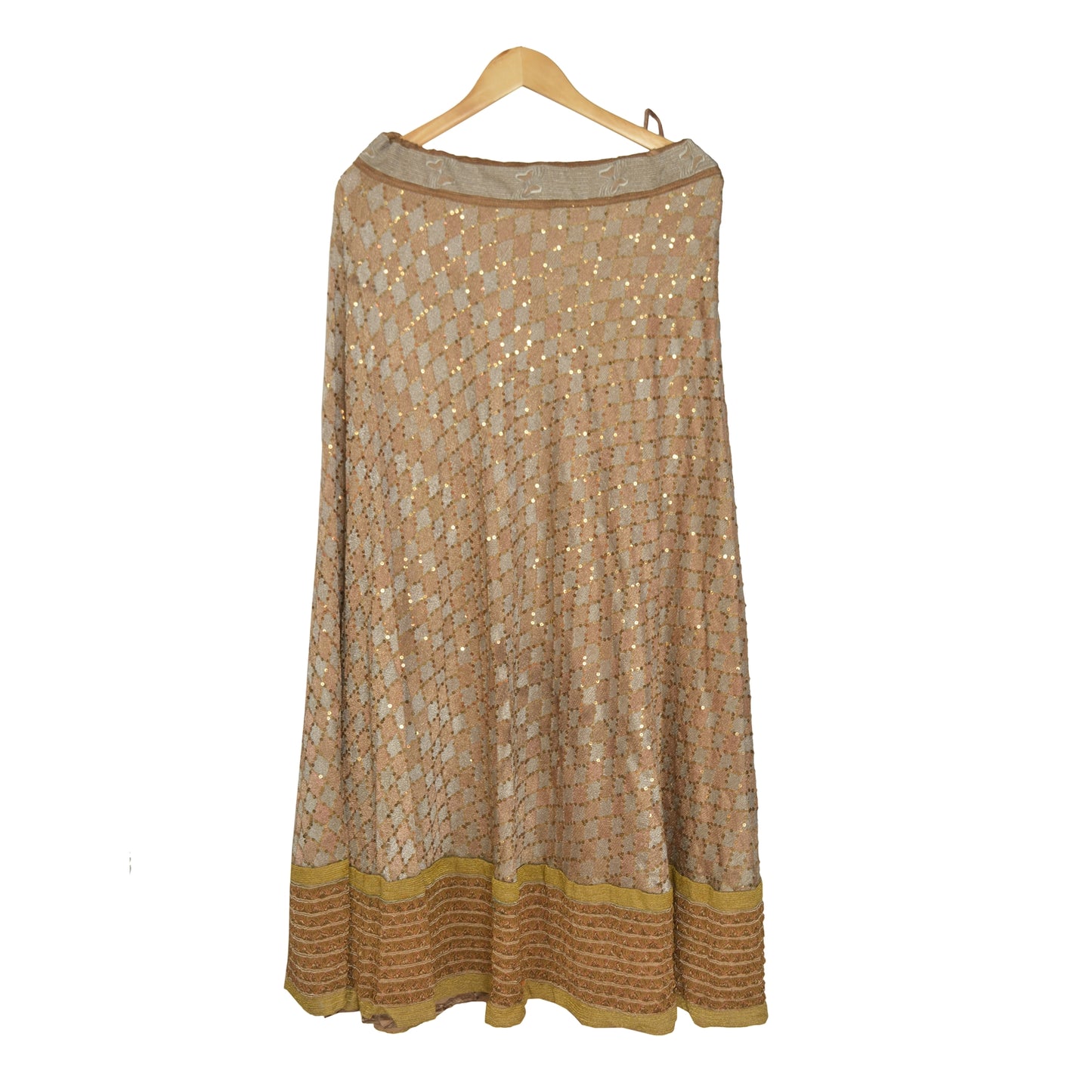 Sanskriti Vintage Long Skirt Pure Silk Hand Beaded Stitched Sequins Lehenga